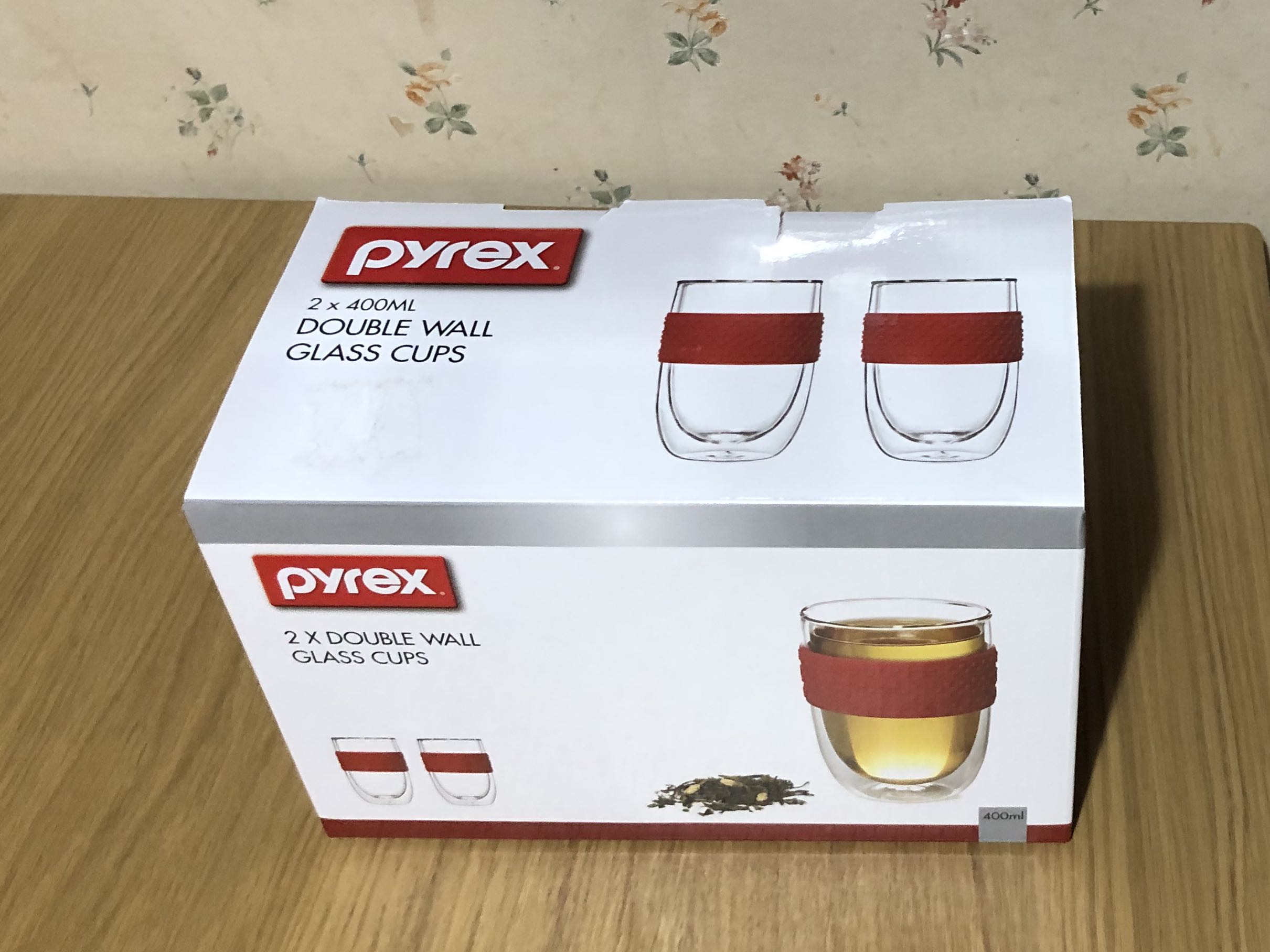 PYREX Double Wall Glass Cups, Furniture & Home Living, Kitchenware