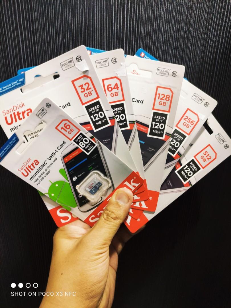Sandisk Memory Cards(Original) (Category: Memory & SD Cards) located in Makati City. Submitted by yomyom_onlineshop (Listing ID 1090292645, Image 1). Description: For Sale Only Brandnew Sealed 512GB-4,995 256GB-3495 128GB-1495 64GB-995 32GB-595 16GB-399 No To trade Delivery within the day Taguig Market Market Can book Via lalamove Less Time Less Effort Cod,Gcash,Banktransfer.