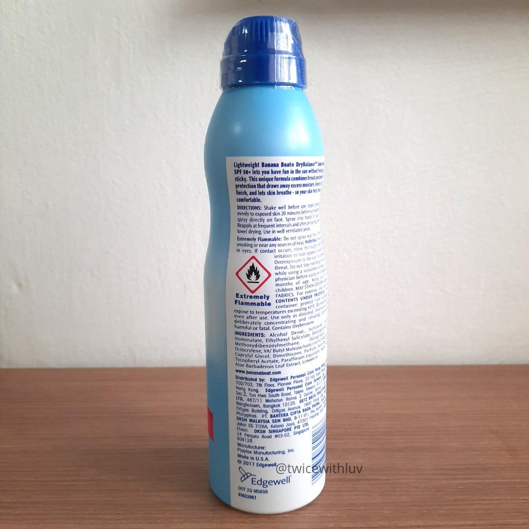 banana boat dry balance 50 spray