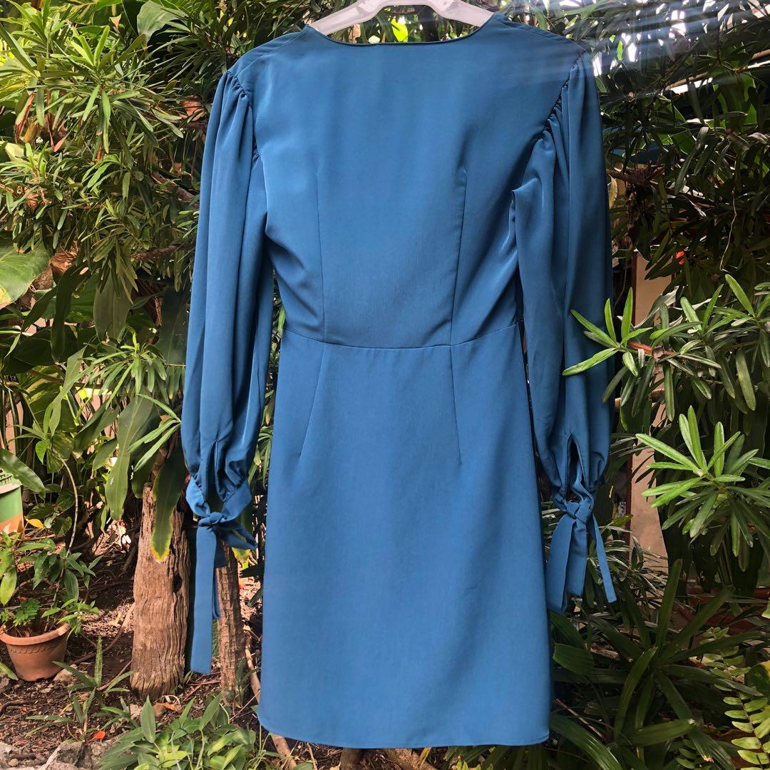 Topshop blue silk dress cheap