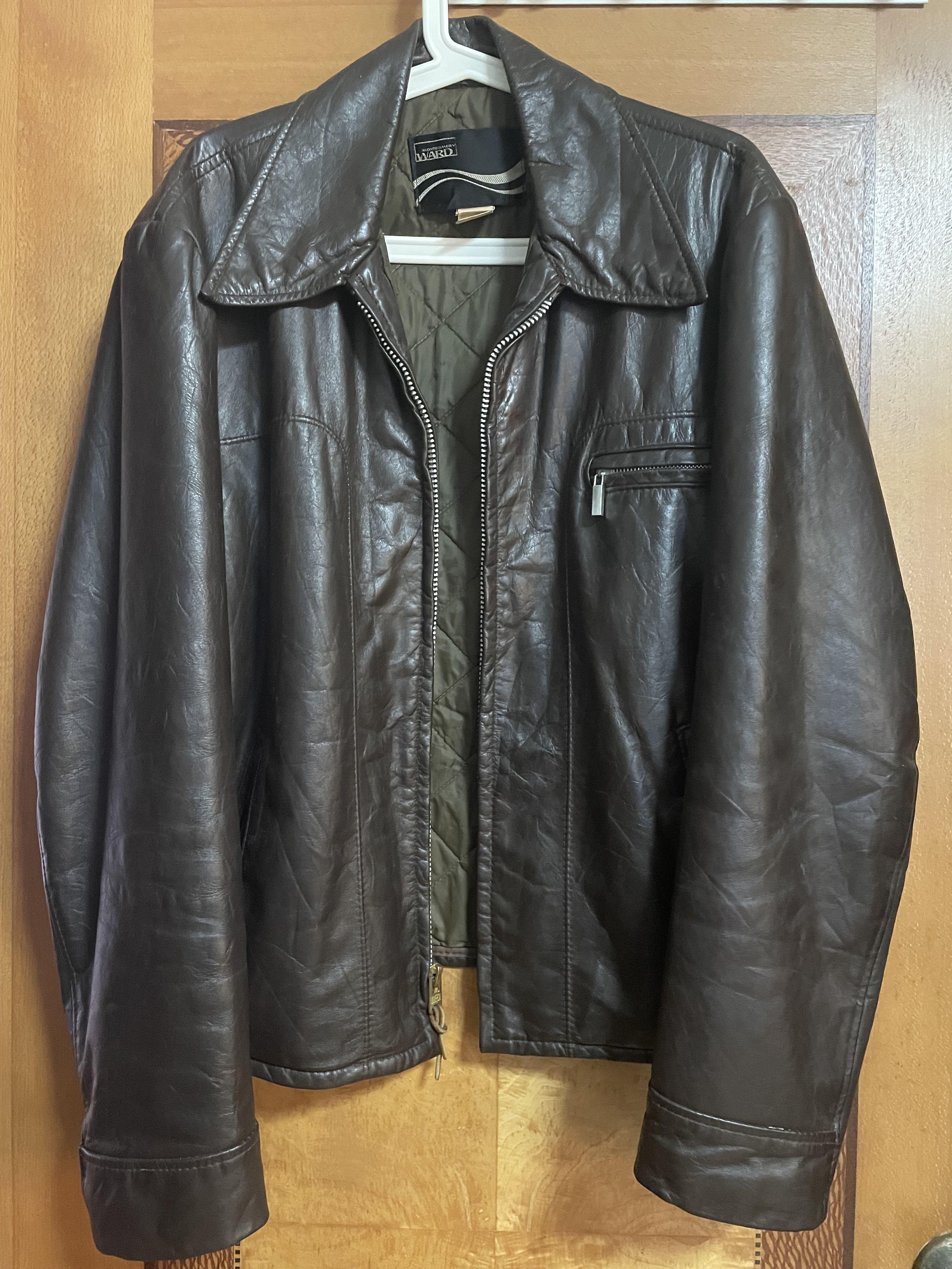 Montgomery Ward Genuine Vintage Leather Jacket, Men's Fashion, Coats ...