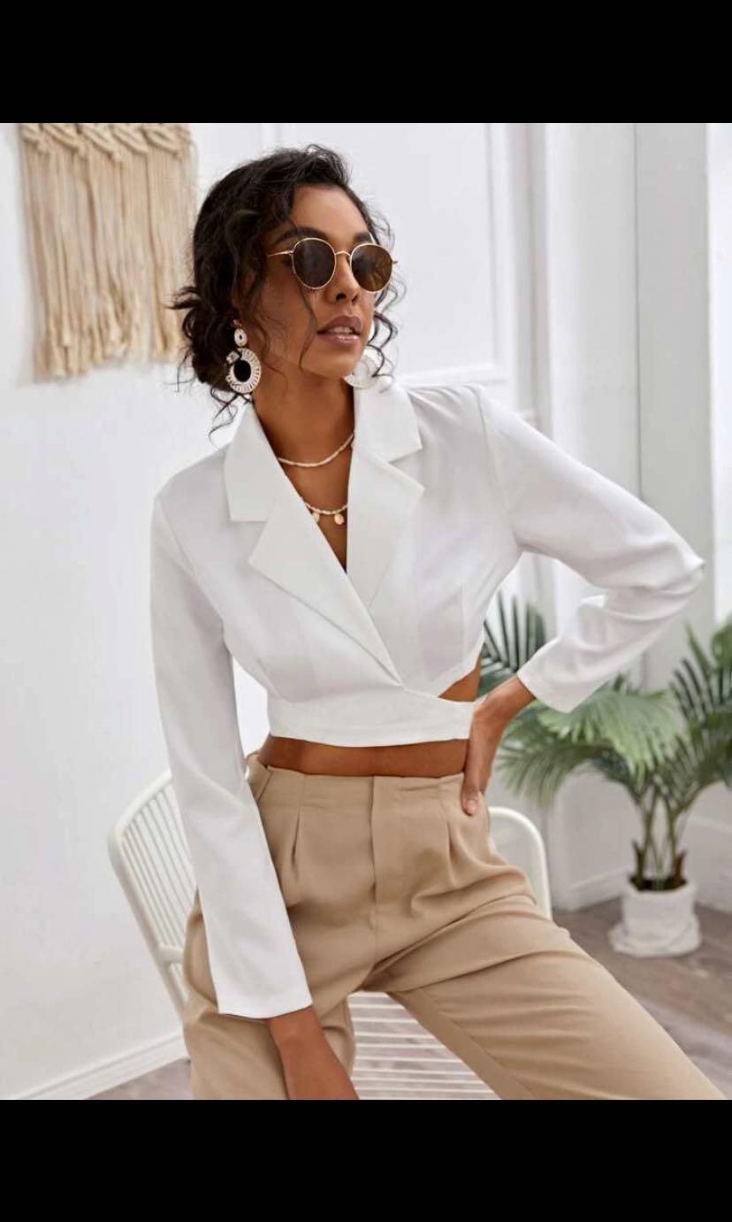 White wrap blazer clearance