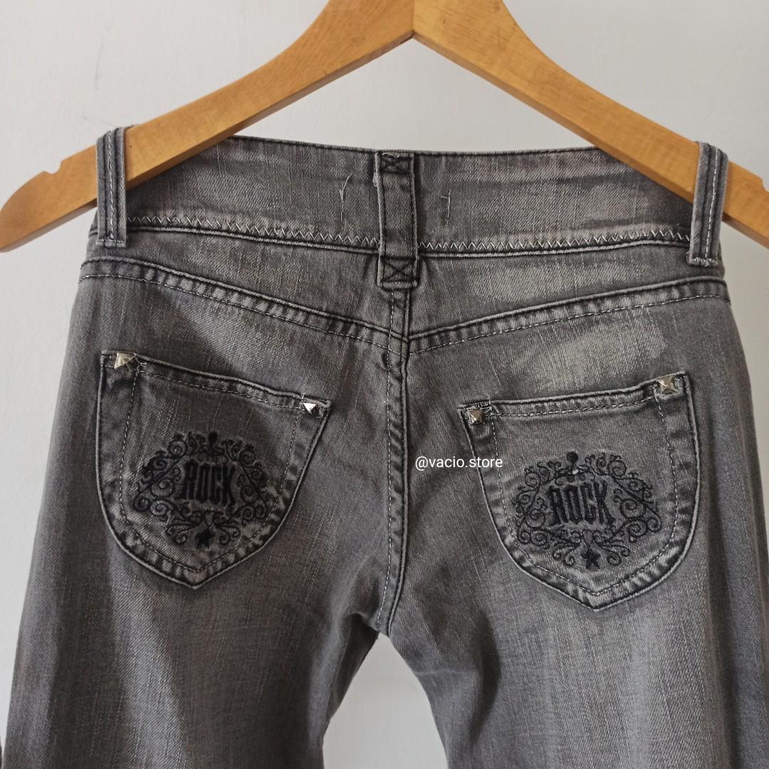 ZARA Embroidered Pocket Jeans, Fesyen 