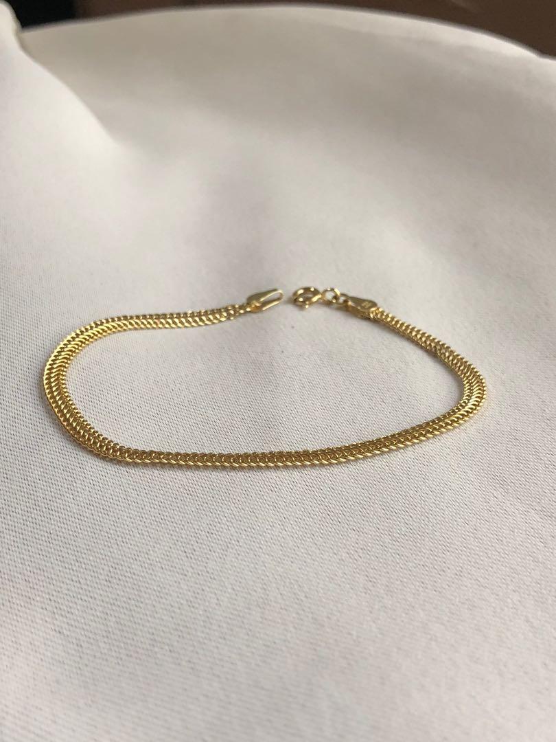 18K 1.7G Flat Chain Bracelet, Luxury 