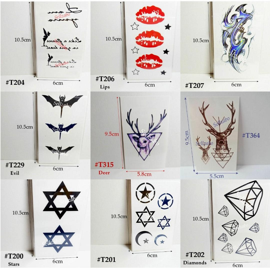 Washable Fake Tattoo çº¹èº« Temporary Stickers Lips Flowers Totems Stars T200 T364 Deer Hobbies Toys Stationary Craft Occasions Party Supplies On Carousell