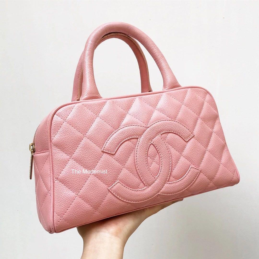 Chanel Vintage - Caviar Deauville Bowling Bag - Pink - Leather