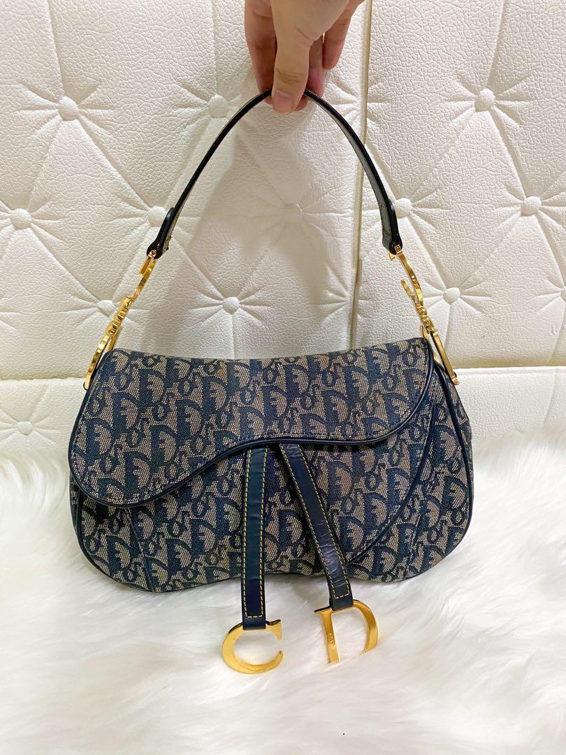 Christian Dior Mini Oblique Saddle Bag  Blue Shoulder Bags Handbags   CHR332948  The RealReal