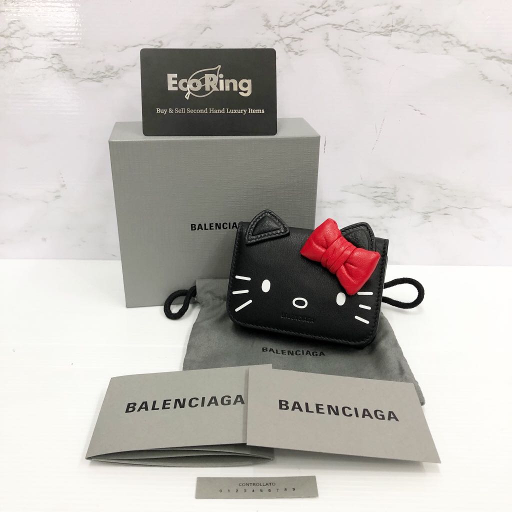 Balenciaga Hello Kitty Collaboration Chain Threefold Wallet Color Black  Used