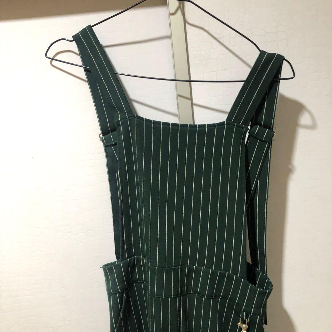 Bershka Emerald Green Jumpsuit Overall, Fesyen Wanita, Pakaian Wanita