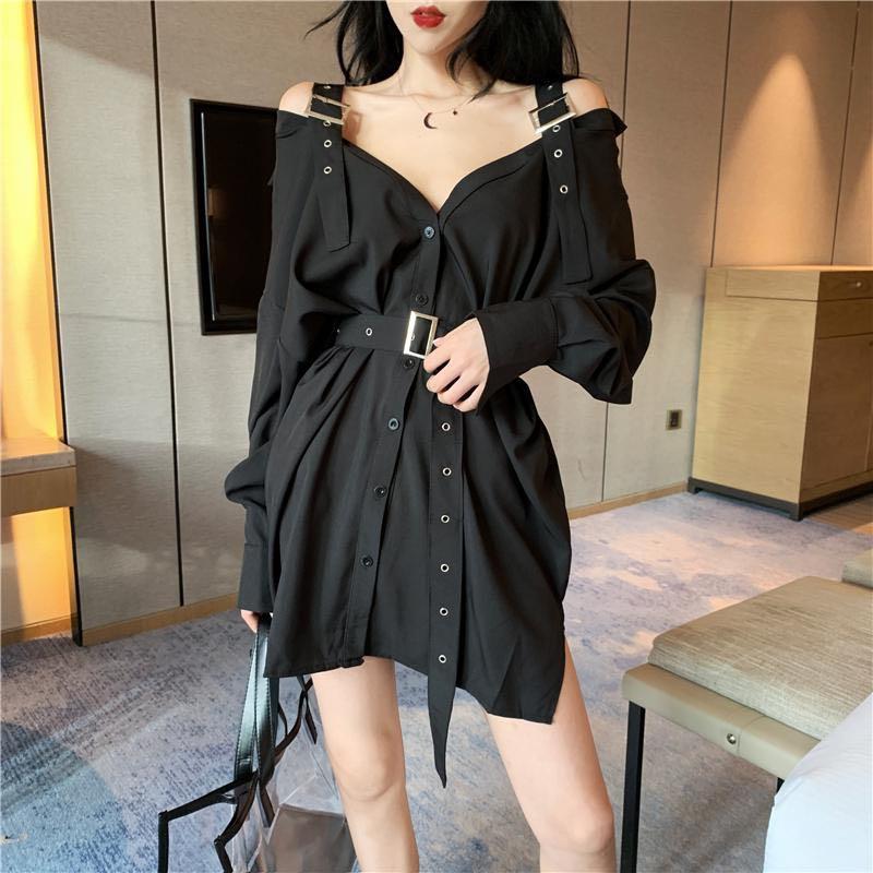 Black Off Shoulder shirt Dress Women s Fashion Tops Sleeveless