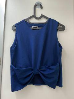 Blue Bow Cropped Top