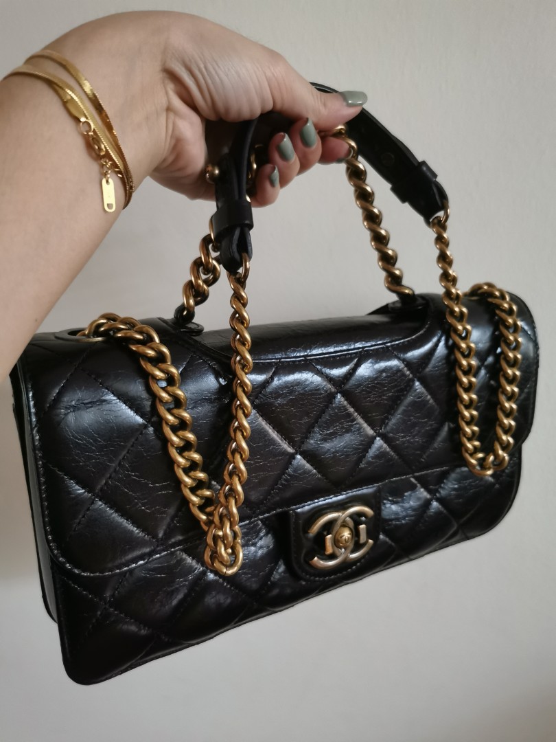 Chanel Edge Double Flap Distressed Leather Bag, Luxury, Bags & Wallets on  Carousell