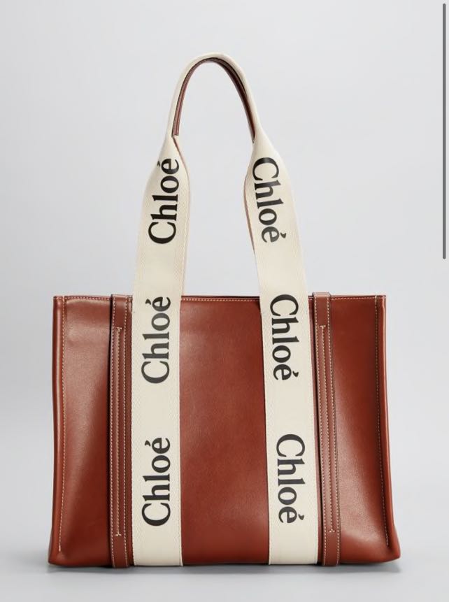 Chloe Woody Tote Leather medium, 名牌, 手袋及銀包- Carousell