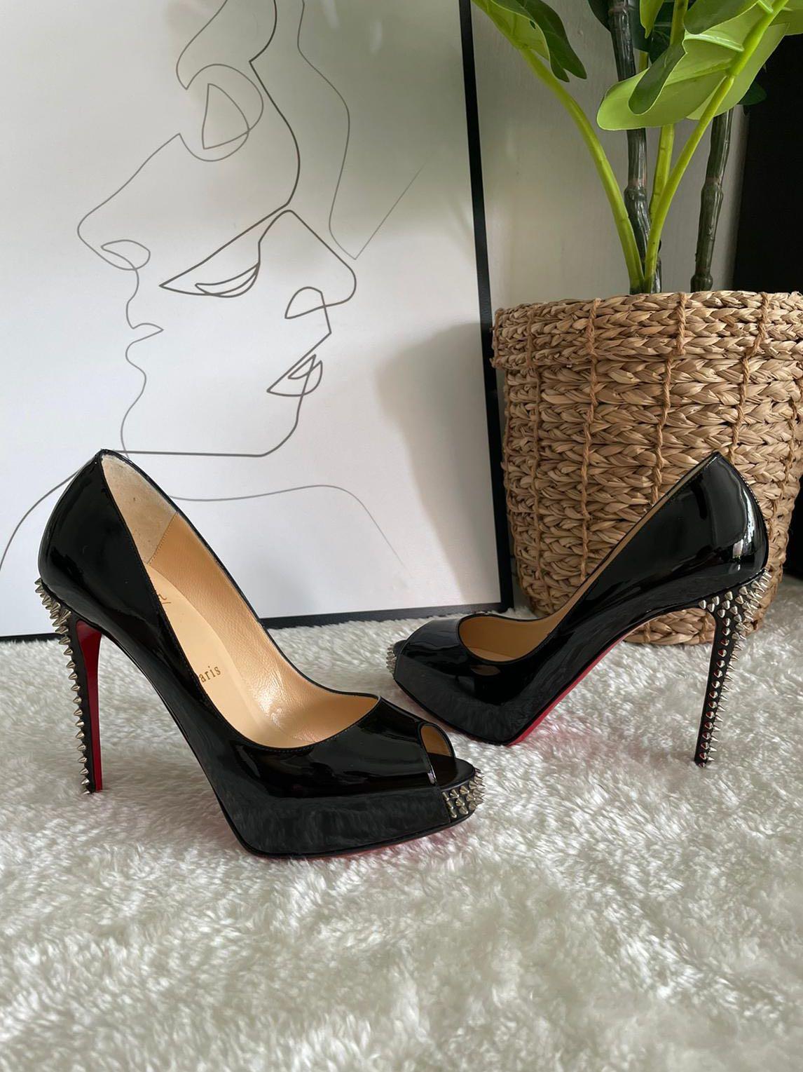 Christian Louboutin Black Spiked Lady Peeps