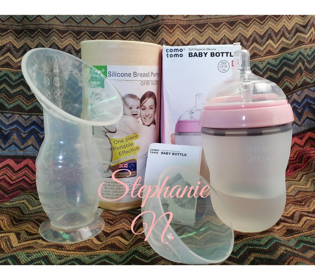 Comotomo bottles, Haakaa pump sold as set, Babies & Kids, Nursing