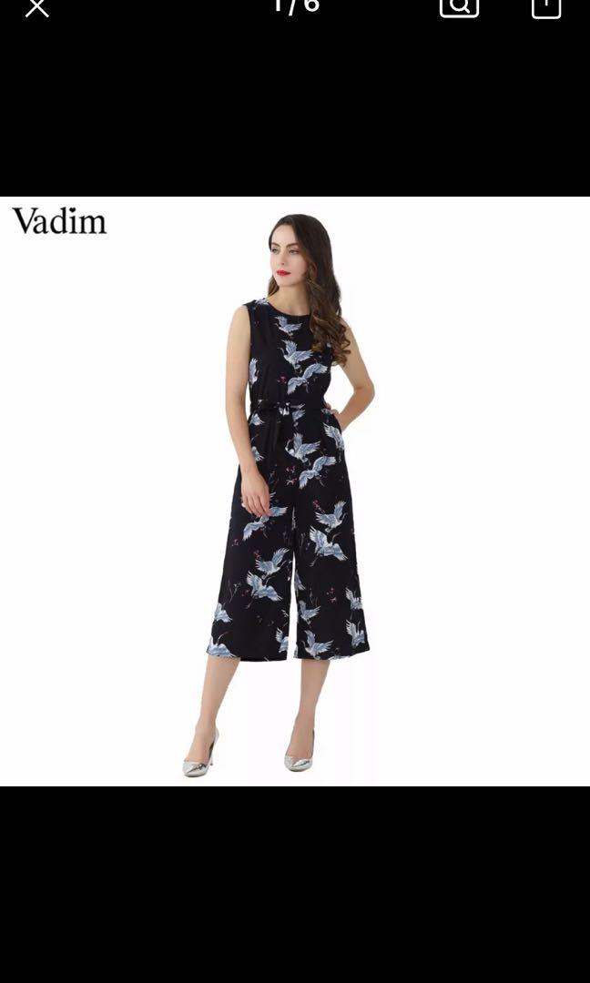 Crane print jumpsuit