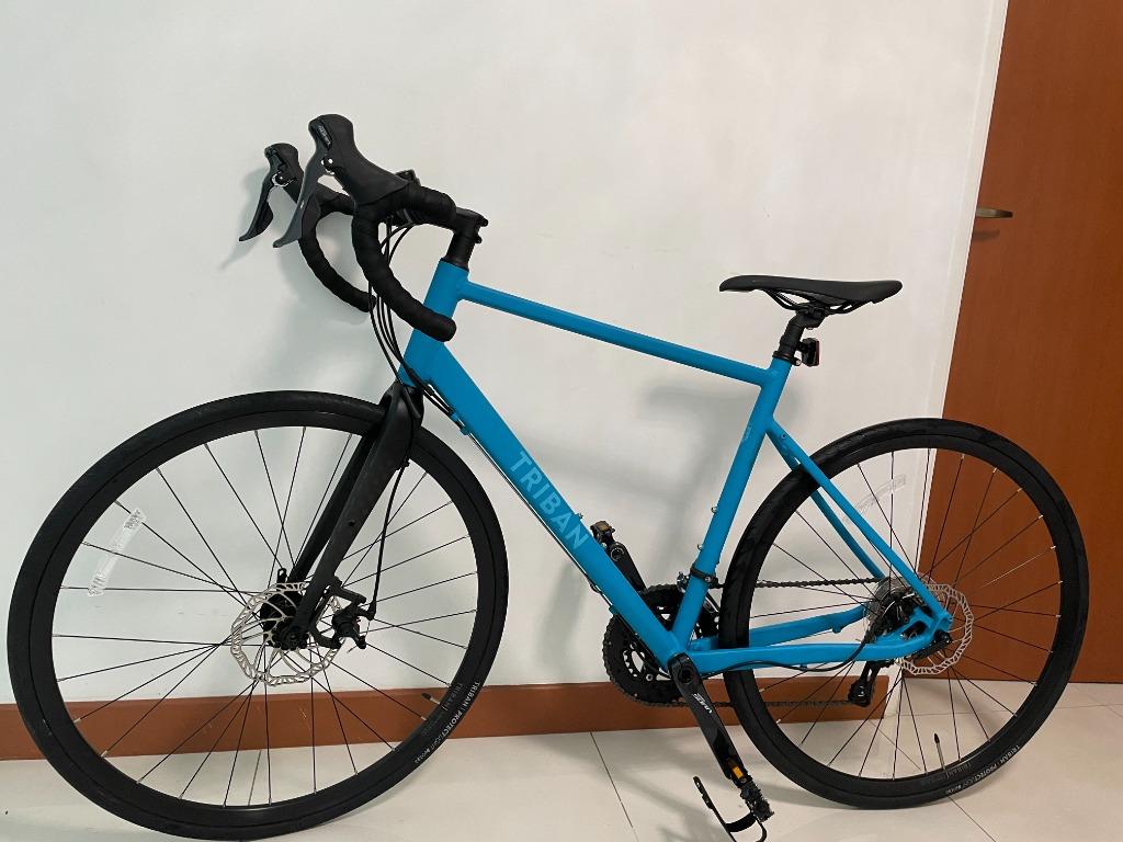 Decathlon TRIBAN RC 500 DISC BRAKE 9SP SORA ROAD BIKE TURQOISE BLUE Sports Equipment Bicycles Parts Bicycles on Carousell