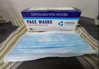 FACE MASKS INDOPLAS DISPOSABLE NON-OVEN 3PLY ITH EARLOOP