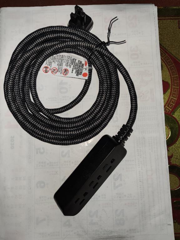 GE Designer Extension Cord with Surge Protection, Braided Power Cord