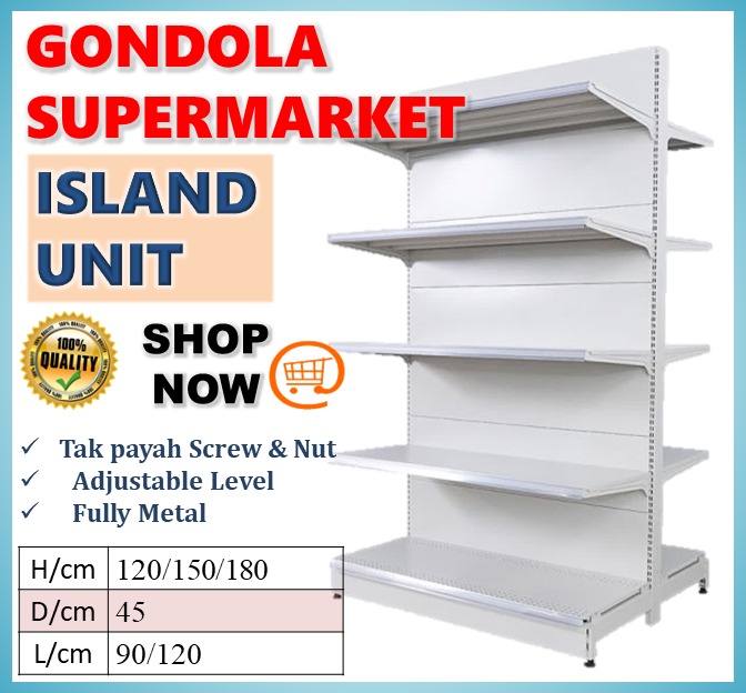 Download Gondola Shelving Island Unit Wall Unit Supermarket Rack Rack Besi Rak Serbaguna Home Furniture Furniture On Carousell