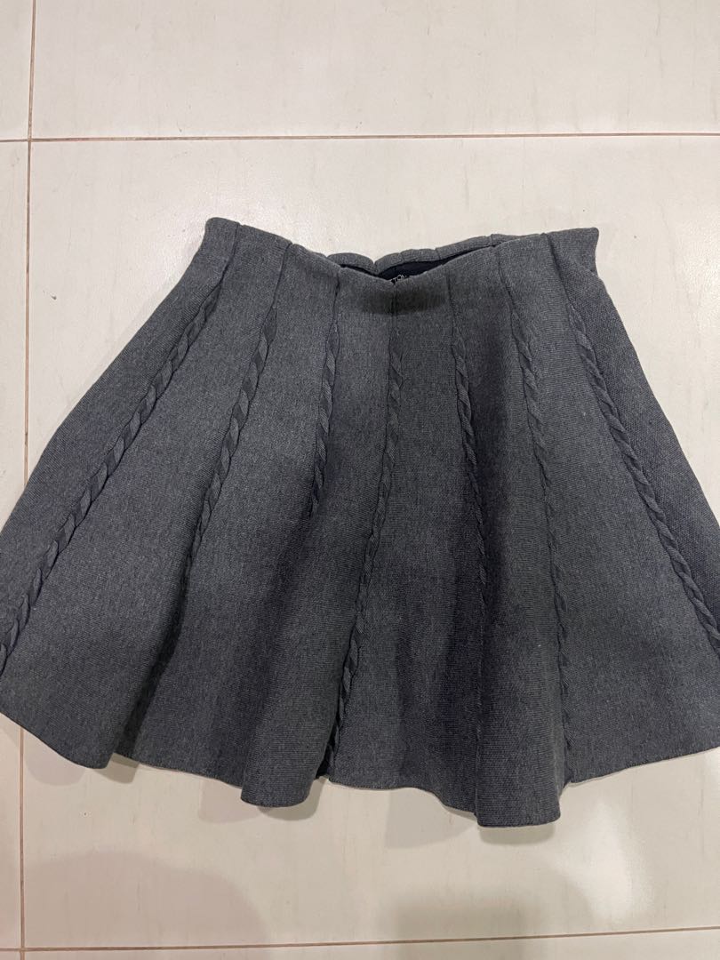 Grey knit flare skirt with braid detail Cotton On