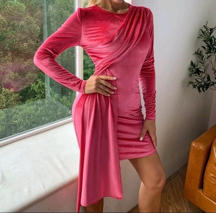 Velvet drape dress clearance
