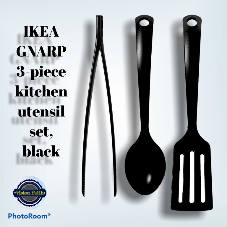 IKEA GNARP 3piece kitchen utensil set, black, Kitchen & Appliances