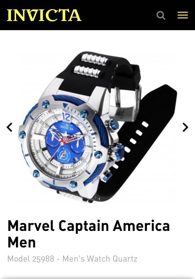 Invicta Marvel Captain American Chronograph Watch Model 25988 Mobile Phones Gadgets Wearables Smart Watches on Carousell