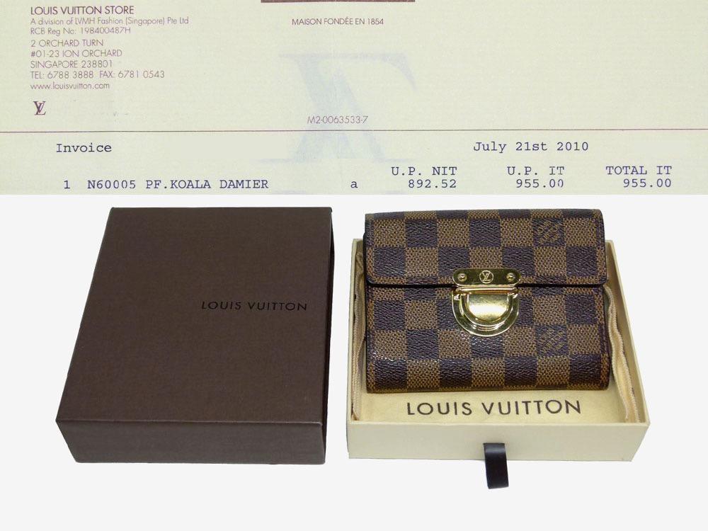 Authentic Louis Vuitton Portefeuille Koala Damier w/Tags, Box, & Receipt  N60005
