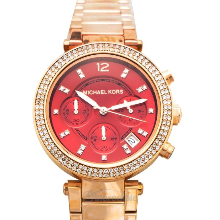 Red michael kors best sale women's watch