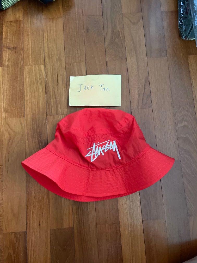 nike x stussy bucket hat habanero red