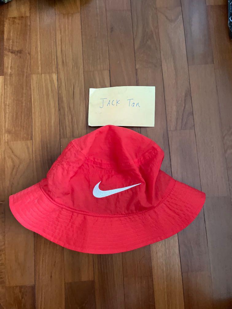 nike x stussy bucket hat habanero red