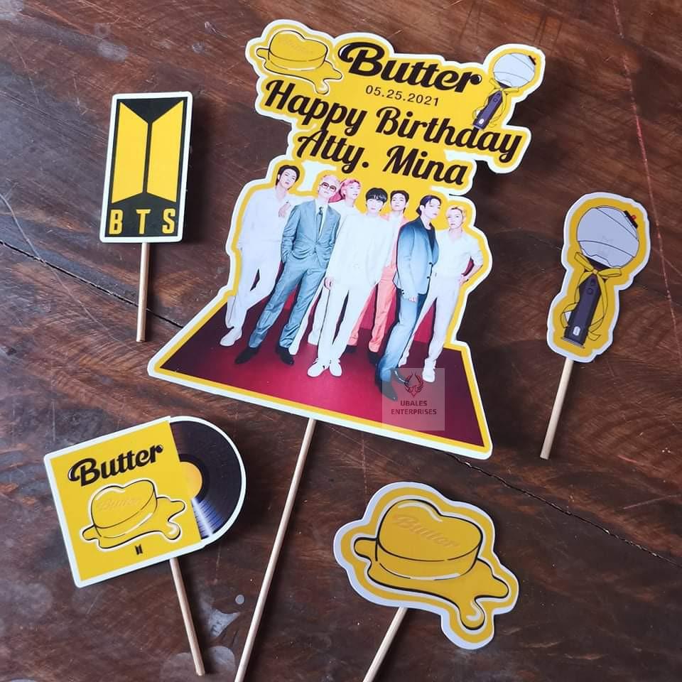 Personalized BTS Butter Cake topper (Category: Everything Else Others) located in Quezon City. Submitted by aidansonlineshop (Listing ID 1090593243, Image 3). Description: DM for orders and instructions 🙂.