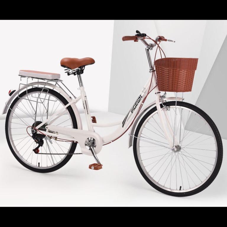 SALES FREE DELIVERY INSTOCKS 7 speed gear 26 Ladies bike Vintage Bicycle With Basket and rear rack Can add bicycle child seat Lady bicycle Women Bike Sports Equipment Bicycles Parts Bicycles on
