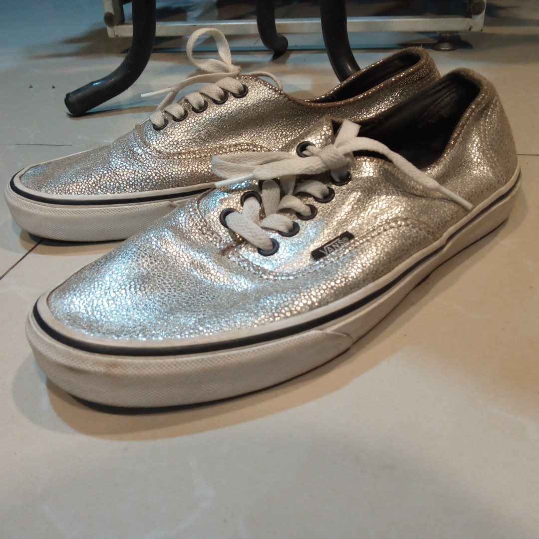 vans authentic silver glitter