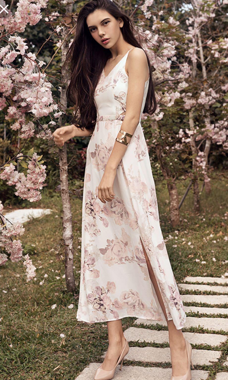 Botanical print maxi dress leith clearance