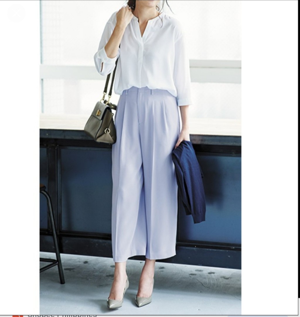 Drape wide clearance cropped pants uniqlo