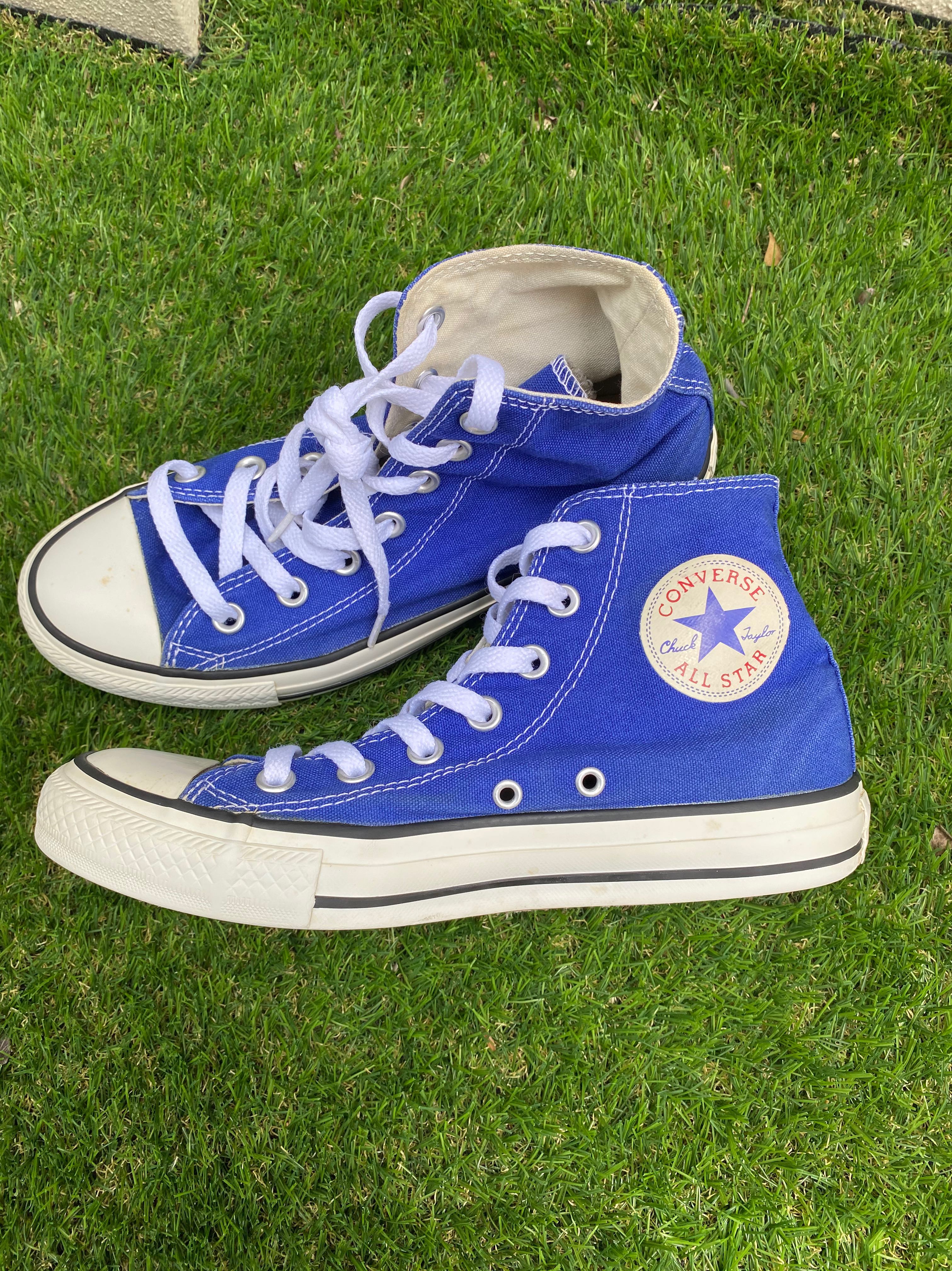 Used] Original Converse High Blue Sneakers, Women's Fashion,