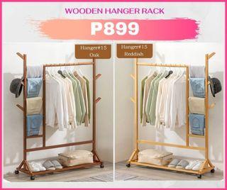 Wooden Hanger Rack with Wheels - Movable Drying Clothes Rack