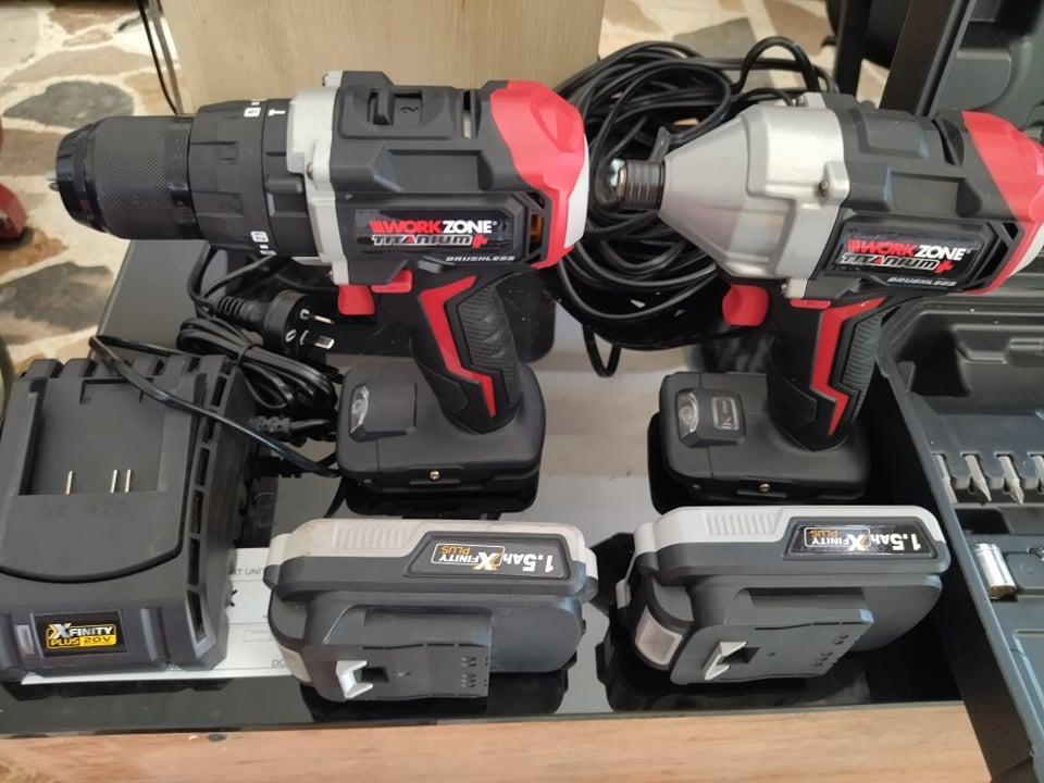 Workzone Titanium Brushless Hammer Drill and Impact Driver Kit