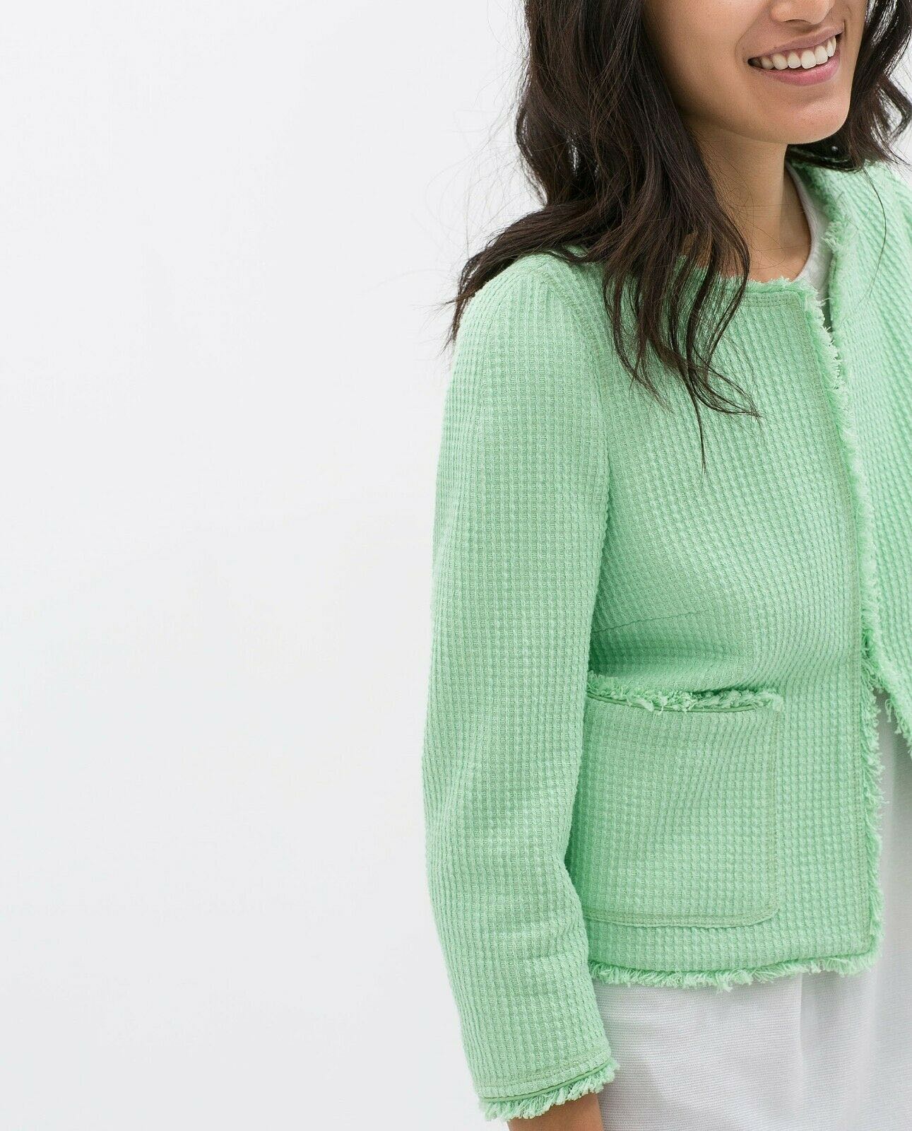 Zara lime green tweed blazer jacket Women s Fashion Coats Jackets and Outerwear on Carousell