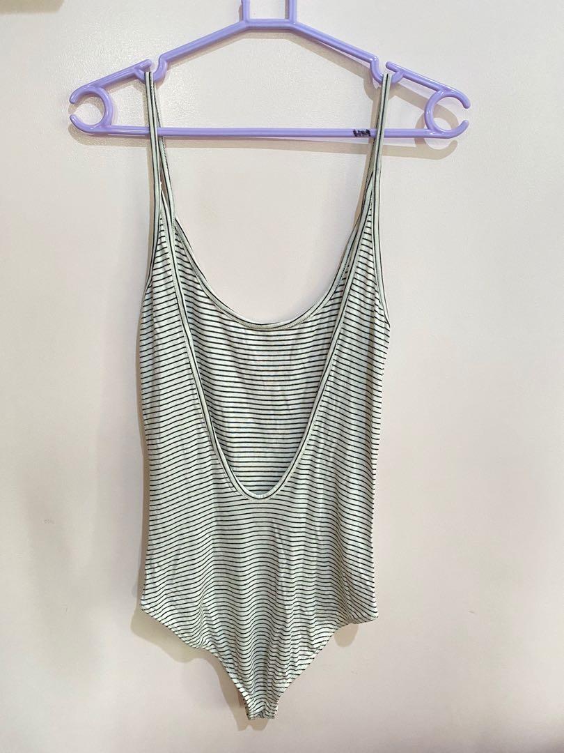 Striped Backless Bodysuit