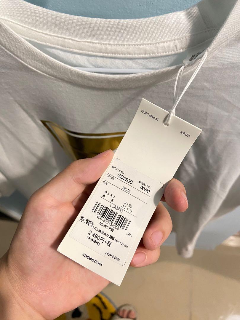全新* 日本🇯🇵購入金箔Adidas 短袖上衣oversize, 她的時尚, 上衣在旋轉拍賣
