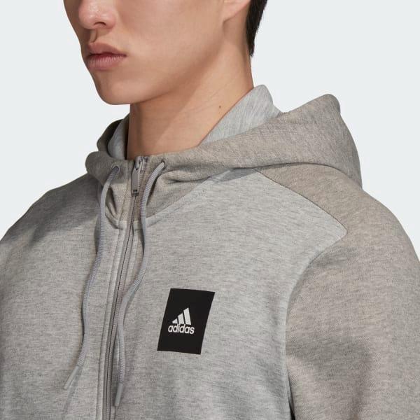 ADIDAS MUST HAVES FULL ZIP STADIUM HOODIE MEN GREY FU0036 Men s