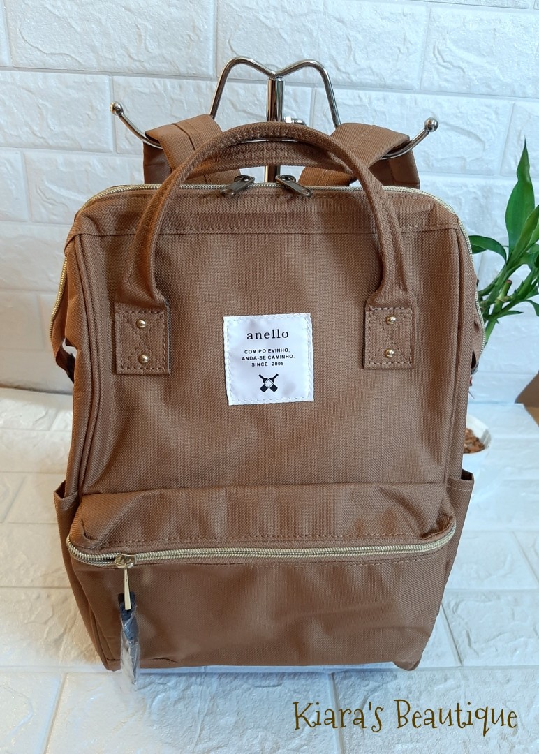 anello brown leather backpack