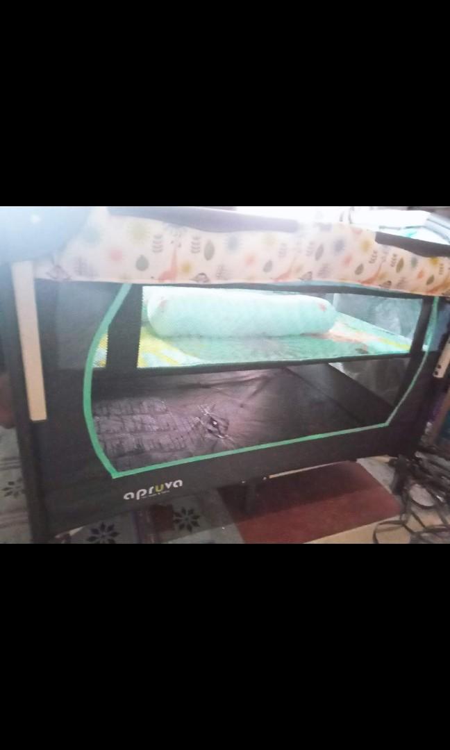 Apruva crib (Category: Cots & Cribs) located in Manila. Submitted by nyzalv (Listing ID 1090789817, Image 1). Description: Selling our crib - good as new, used less than 7 times only becoz our baby does not like being inside his crib. Actual photos posted were taken last week. Original price - Php5,985.00 Pack and Play Playpen with net, comes with complete parts..