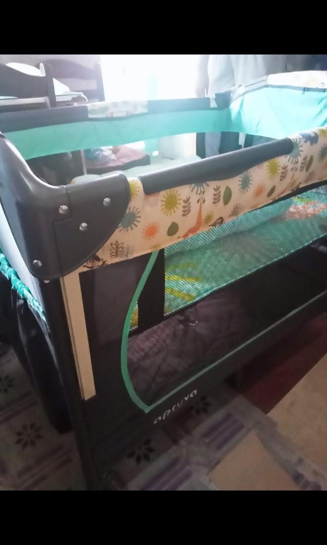 Apruva crib (Category: Cots & Cribs) located in Manila. Submitted by nyzalv (Listing ID 1090789817, Image 2). Description: Selling our crib - good as new, used less than 7 times only becoz our baby does not like being inside his crib. Actual photos posted were taken last week. Original price - Php5,985.00 Pack and Play Playpen with net, comes with complete parts..