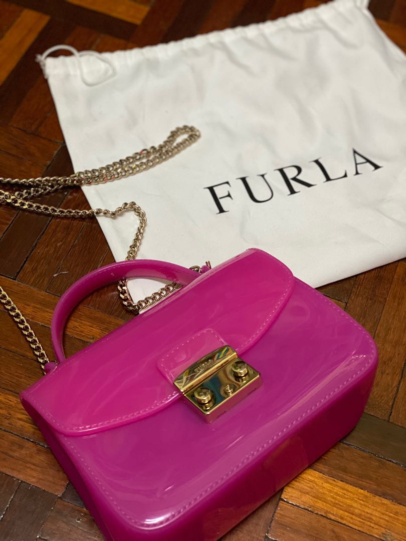Authentic Furla Candy Meringa Mini Crossbody Dark Pink