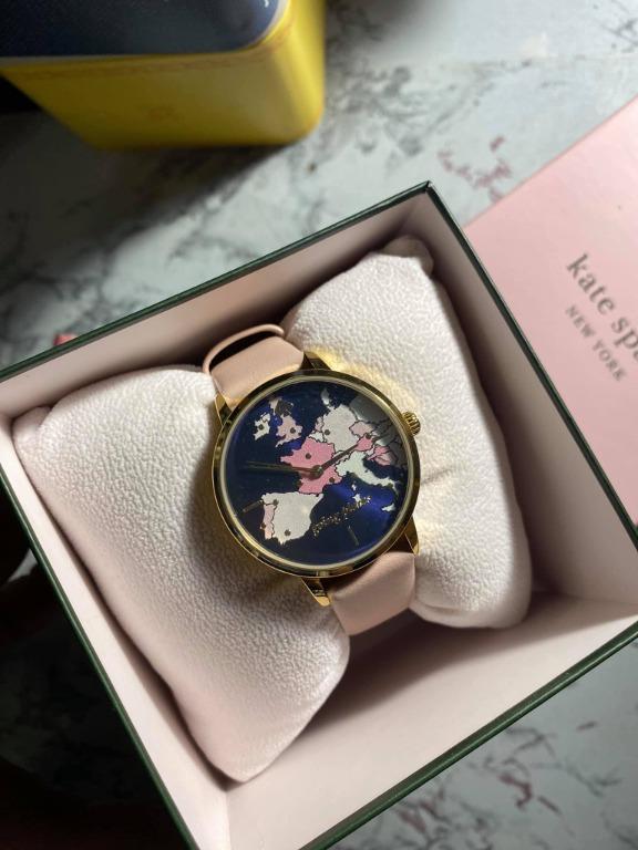 AUTHENTIC Kate Spade New York Metro Map Three hand Vachetta Leather Watch ORIGINAL US IMPORTED