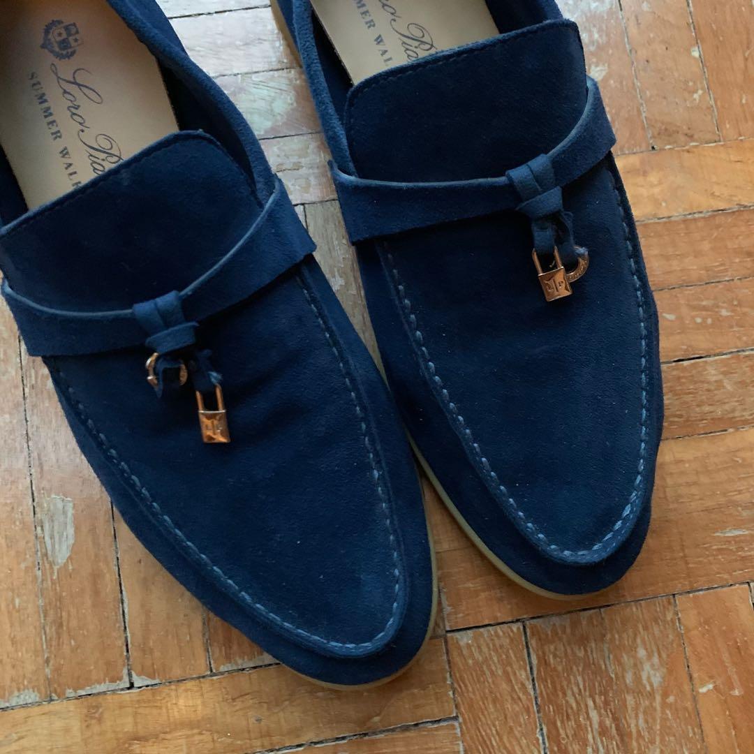 Summer Walk Leather Loafers in Blue - Loro Piana